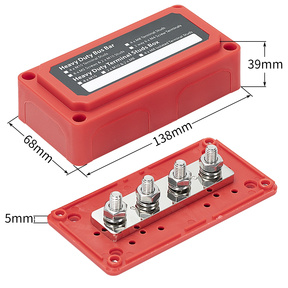 300A Bus Bar Heavy Duty Power Distribution Block Busbar Box Module Design with 4X M8 (5/16