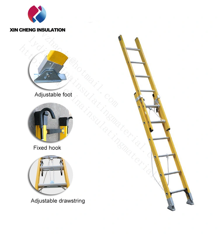 New Electricians Heavy Duty Fibreglass Extension Ladder with Cable Hook